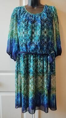 Enfocus Women  Dress Abstract Watercolor 3/4 Sleeve Size 20W